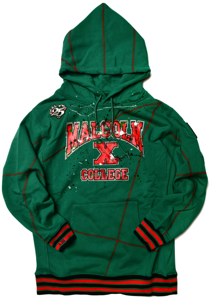 We Are Art Malcolm X College Classic '92 Hoodie Kelly Green/Red (2X ONLY)