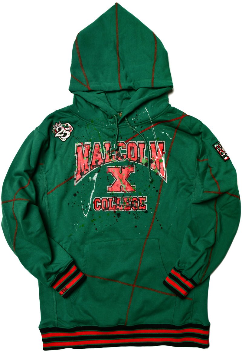 We Are Art Malcolm X College Classic '92 Hoodie Kelly Green/Red (2X ONLY)