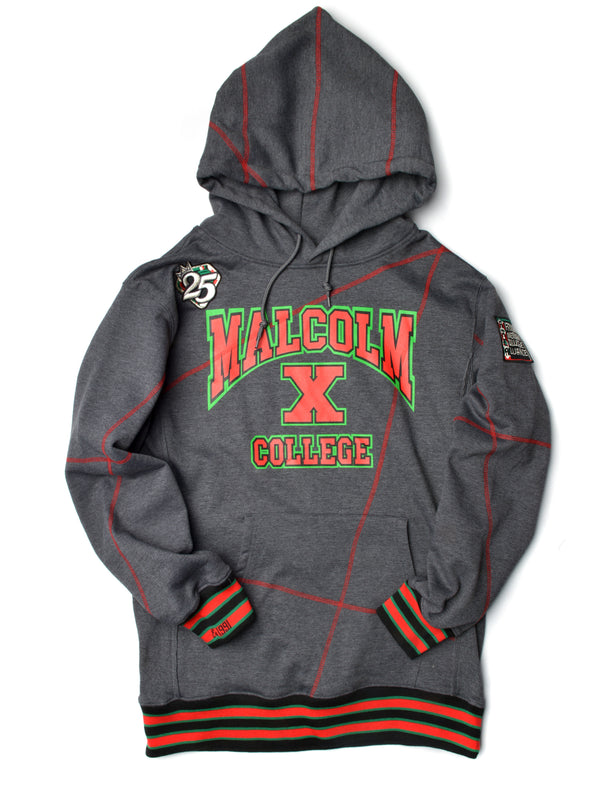 FTP Malcolm X College Frankenstein 92 Stitch Hoodie Charcoal Grey/ Red